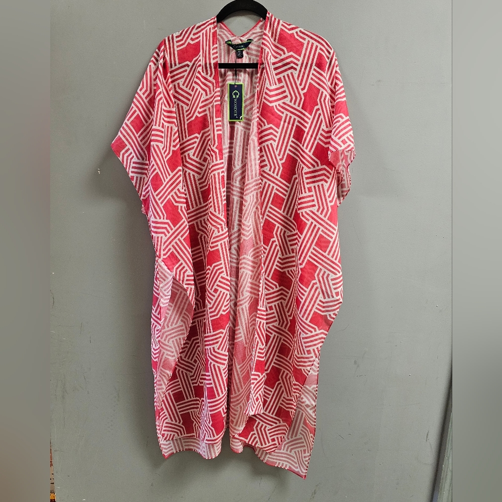 Women's Open-Front Geo-Print Duster